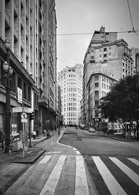 Surface level of road along buildings