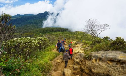 Hiking down in mount ciremai