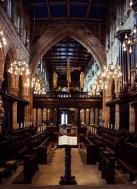 Interior of illuminated cathedral