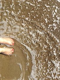 High angle view of woman on beach