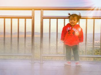 Portrait of girl standing at observation point