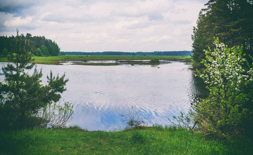 Scenic view of lake against sky