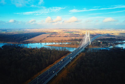 Large bridge over river with cars traffic
