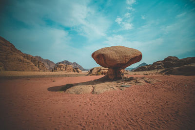 Rock formations in desert against sky