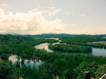 Scenic view of lake against sky