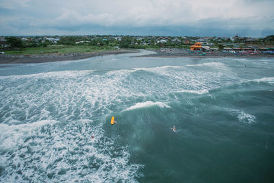 High angle view of sea against sky