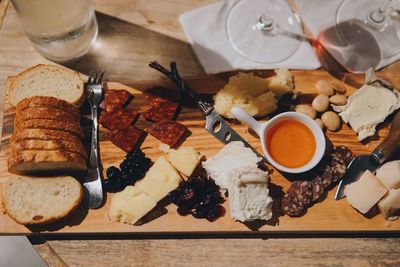 High angle view of coffee on table