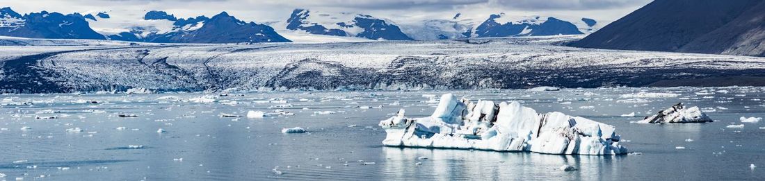 Panoramic view of frozen lake