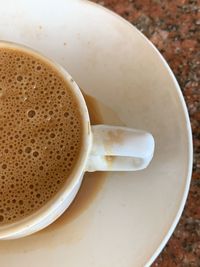 High angle view of coffee on table