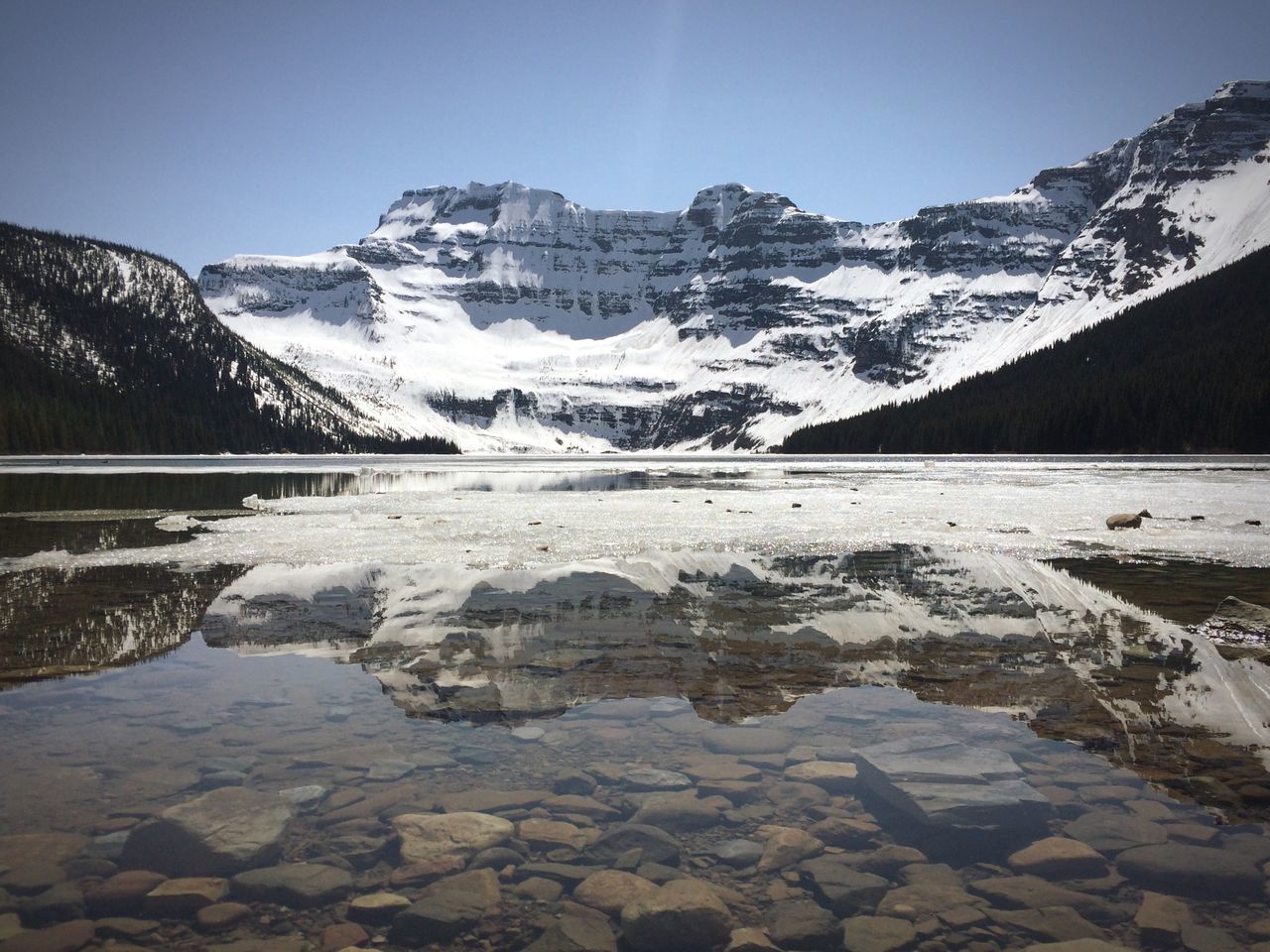 snow, winter, cold temperature, mountain, season, water, tranquil scene, scenics, tranquility, beauty in nature, frozen, snowcapped mountain, lake, clear sky, weather, nature, mountain range, reflection, non-urban scene, covering