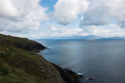 Scenic view of sea against cloudy sky