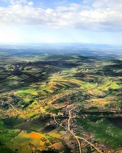 High angle view of landscape against sky