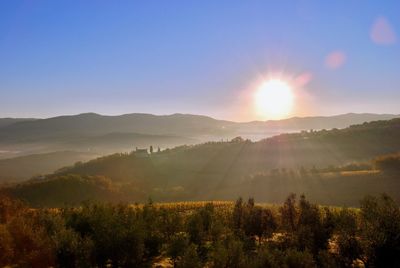 Scenic view of landscape against sky during sunset