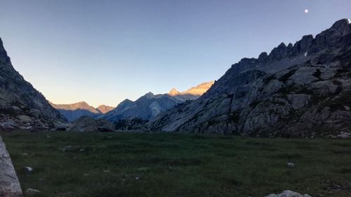 Scenic view of mountains against clear sky