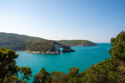 Scenic view of sea against clear sky