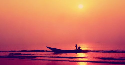 Scenic view of sea during sunset