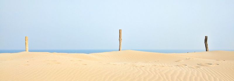Scenic view of beach against clear sky