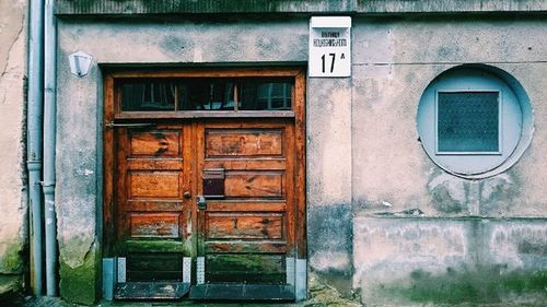 Closed door of old building