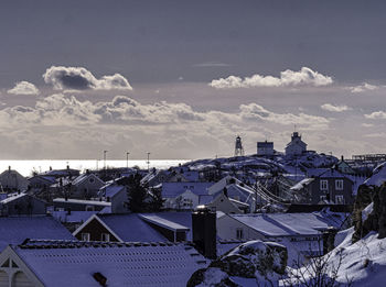 High angle view of townscape against sky