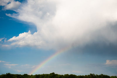 Low angle view of rainbow against sky