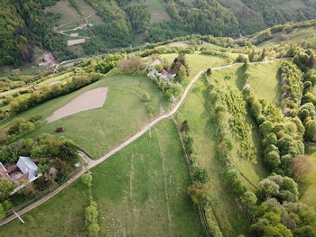 High angle view of agricultural field