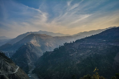 Scenic view of mountains against sky