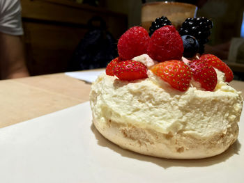 Close-up of dessert in plate on table