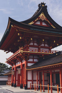 Low angle view of temple building against sky