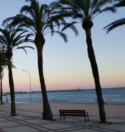 Scenic view of beach against sky during sunset