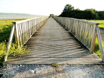 View of footbridge over landscape