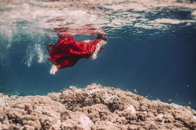 Person swimming in sea