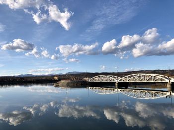 Bridge over river against sky