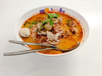 Close-up of soup in bowl