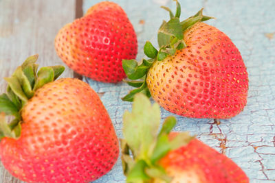 Close-up of strawberries on table