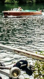 High angle view of swimming pool in river