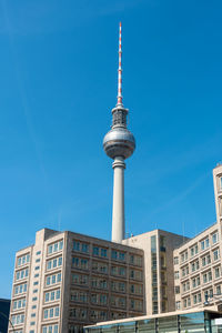 The famous fernsehturm in berlin on a sunny day