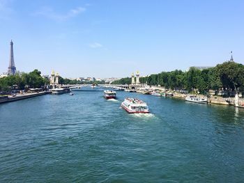 View of boats in river