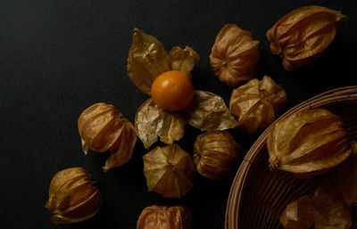 High angle view of fruits on table