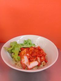 Close-up of noodles served in plate