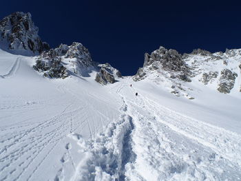 Scenic view of snowcapped mountain against sky