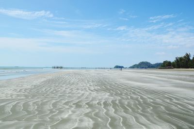 View of beach against cloudy sky