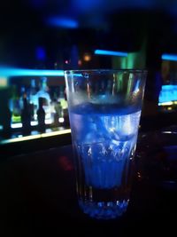 Close-up of beer glass on table