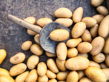 High angle view of potatoes for sale in market