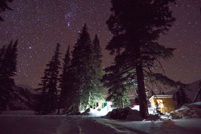 Scenic view of snow covered landscape at night