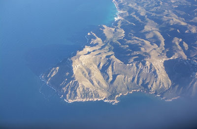 High angle view of snowcapped mountain