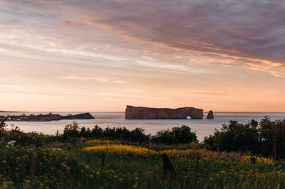 Scenic view of sea against sky during sunset