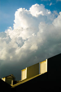 Exterior of town building against sky