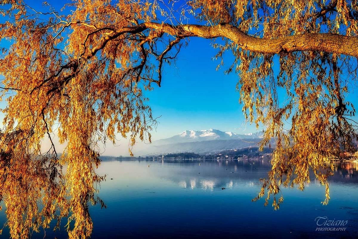 lake, reflection, tree, water, blue, landscape, scenics, nature, mountain, sunset, outdoors, no people, beauty in nature, sky, day