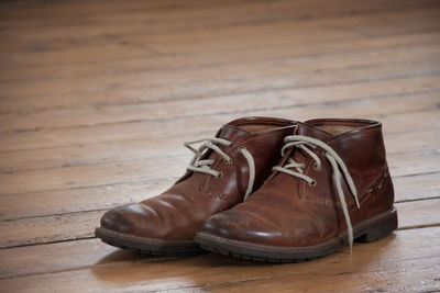 Close up of shoes relaxing on ground