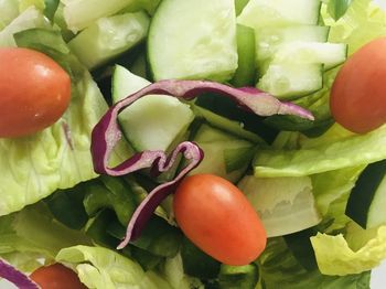 Close-up of chopped fruits and vegetables